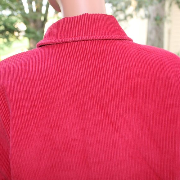 BLAIR WOMENS MEDIUM RED CORDUROY BLAZER JACKET SOFT FUR LINED BUTTON CLOSURE - Picture 6 of 8
